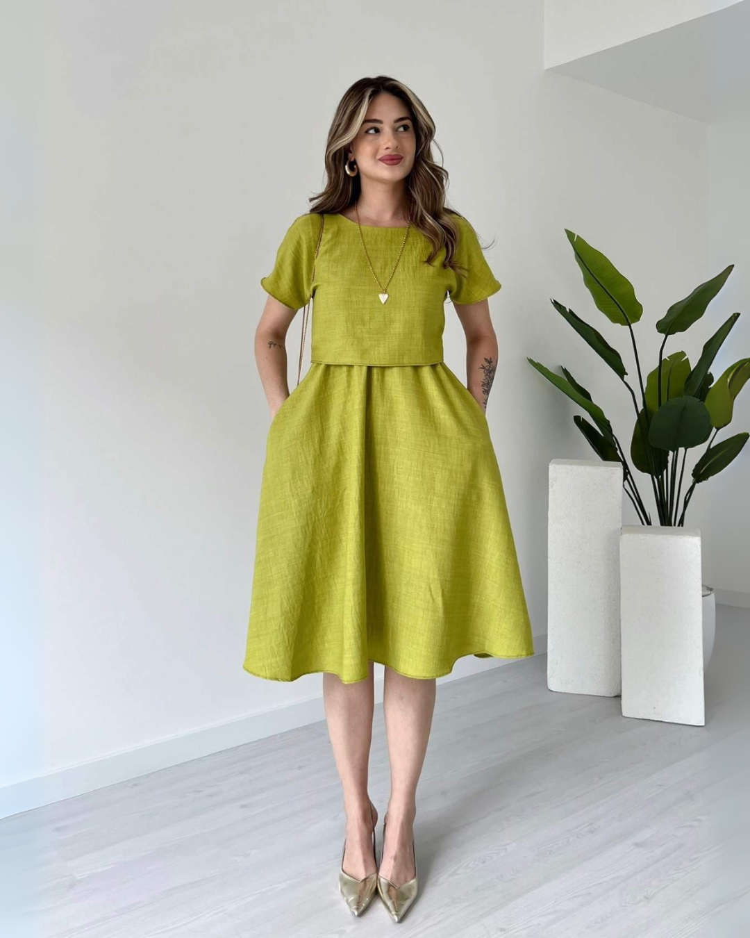 Lively Green Whisper Midi Dress