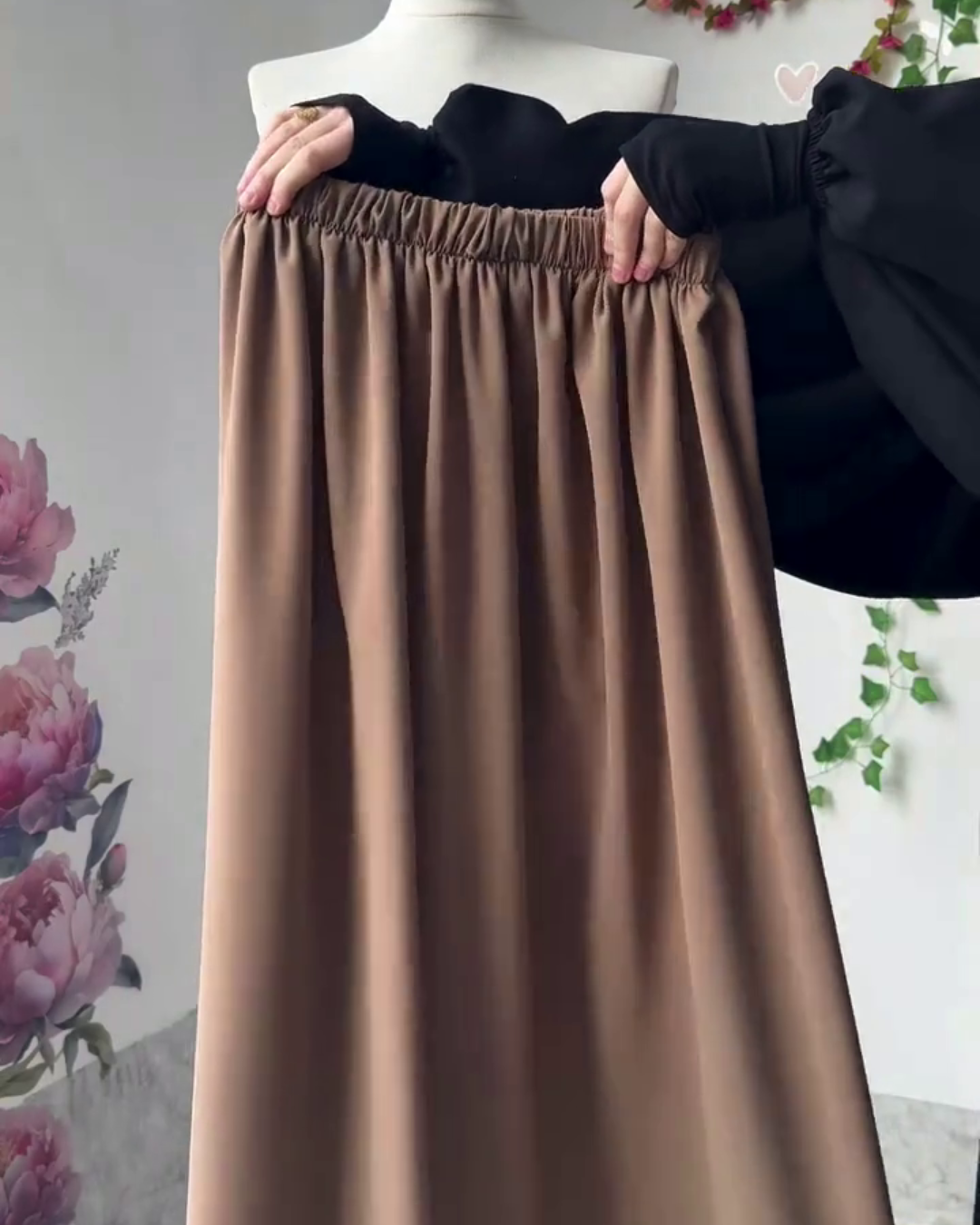Grace – Mocha Brown Rayon Co-ord Set with Gathered Top