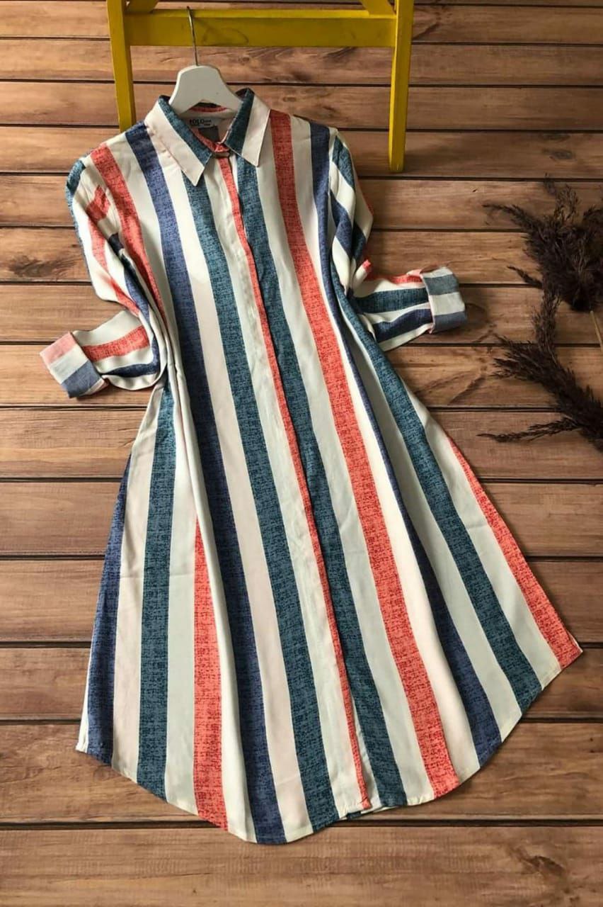Coastal Stripes Shirt Dress