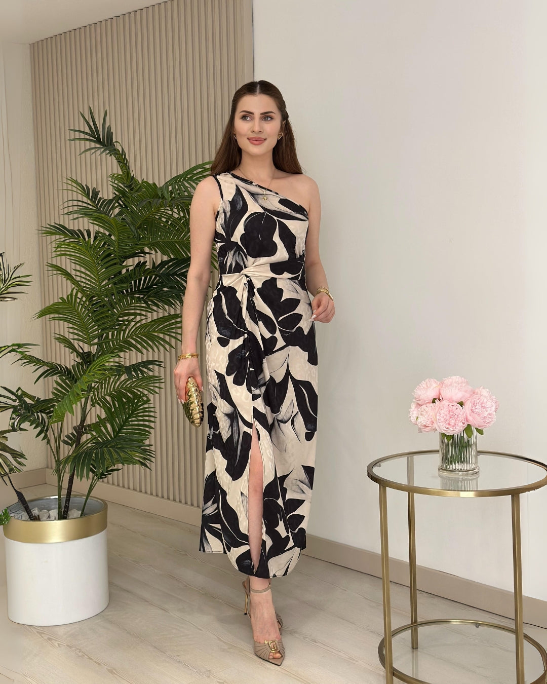 Inkleaf Drape One-Shoulder Dress