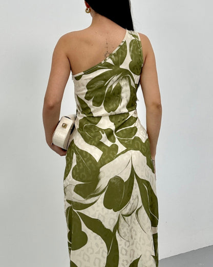 Olivefern Drape One-Shoulder Dress
