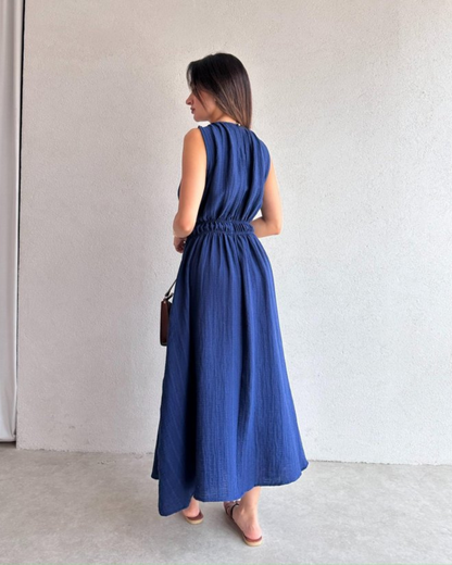 Midnight Crinkle Midi Dress
