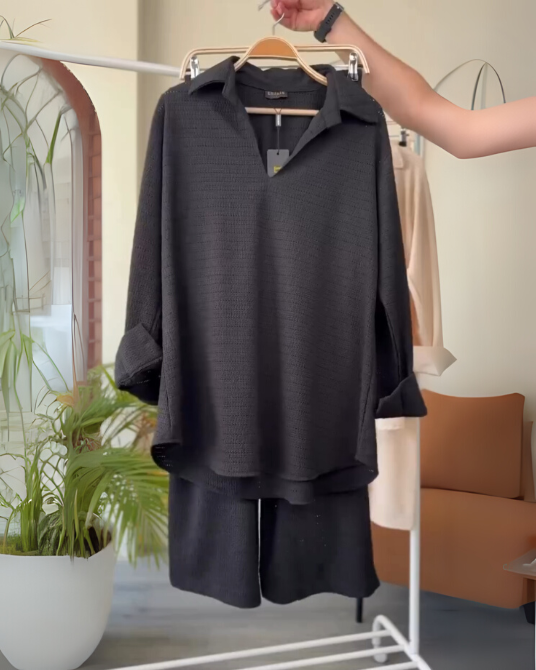 Noir Black Textured Co-ord Set