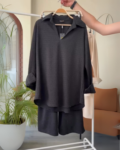 Noir Black Textured Co-ord Set