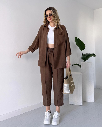 Iva Women’s Minimal Co-Ord Set - Brown