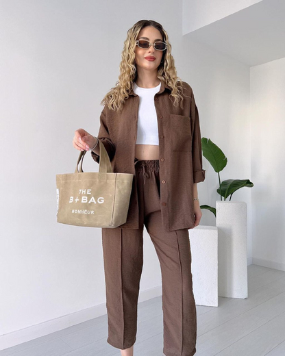 Iva Women’s Minimal Co-Ord Set - Brown