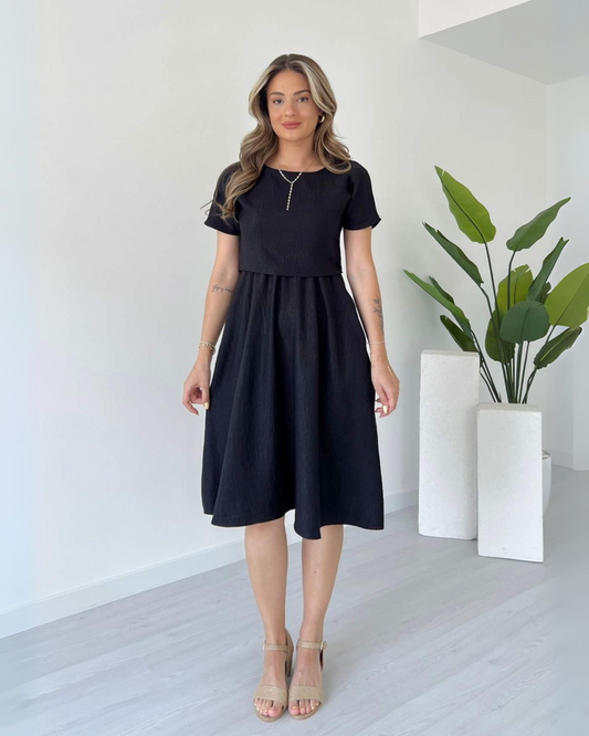 Jet Black Whisper Midi Dress