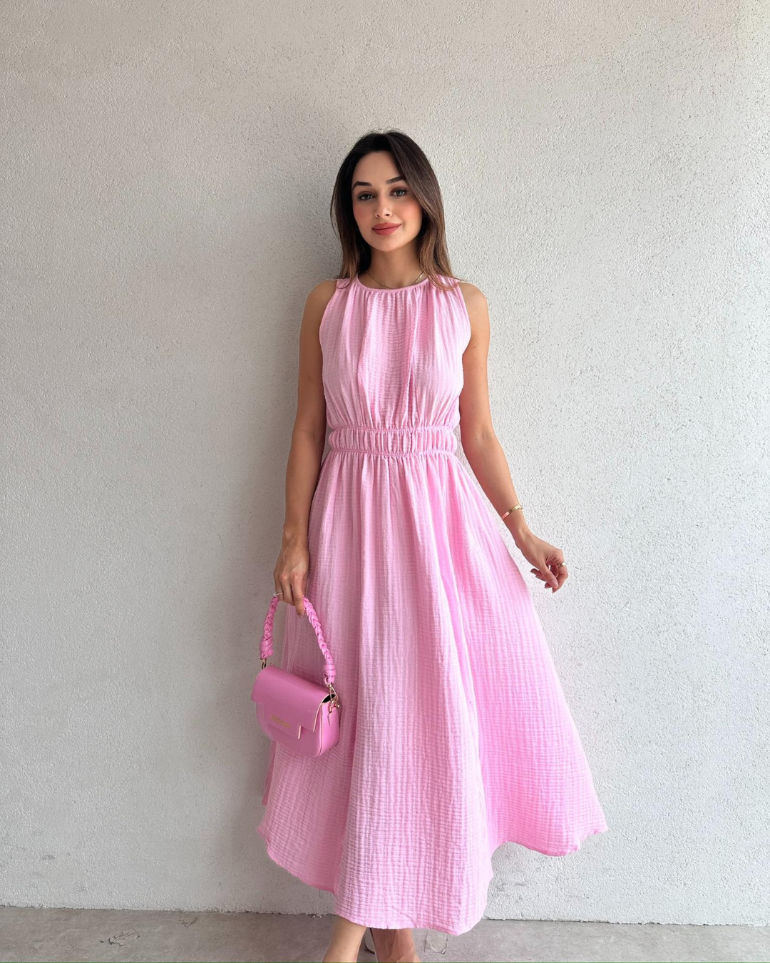 Candyfloss Crinkle Midi Dress