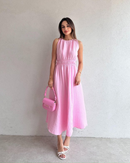 Candyfloss Crinkle Midi Dress