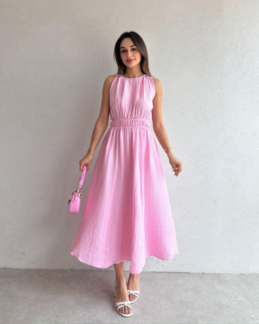 Candyfloss Crinkle Midi Dress