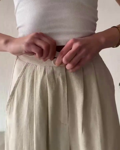 Stella – Ivory Linen Co-ord Set with Cropped Jacket Detail