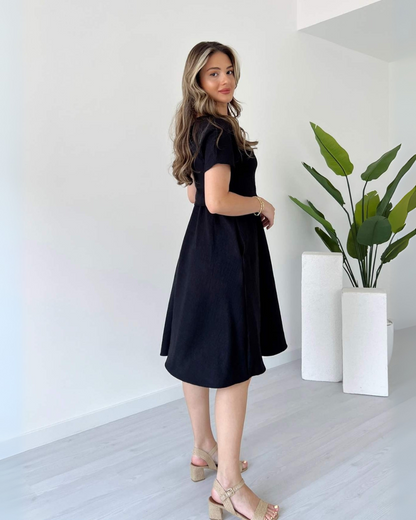 Jet Black Whisper Midi Dress