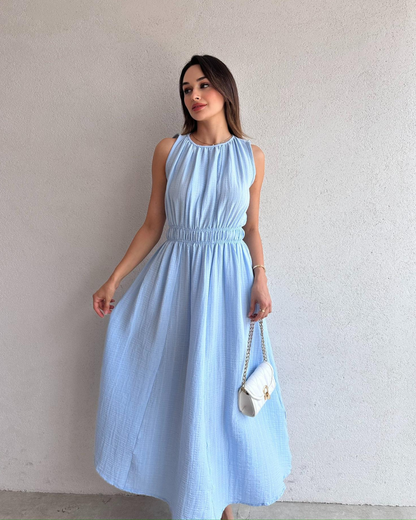Ocean Crinkle Midi Dress