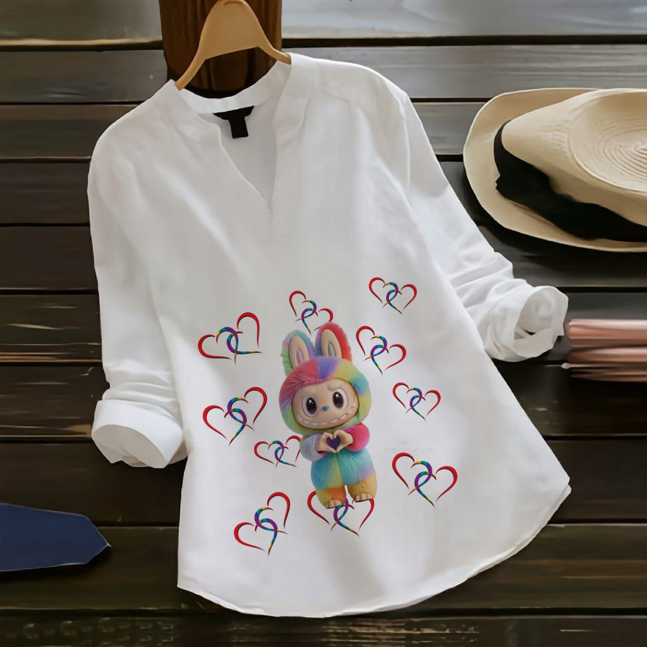 Rainbow Heart Bunny Shirt
