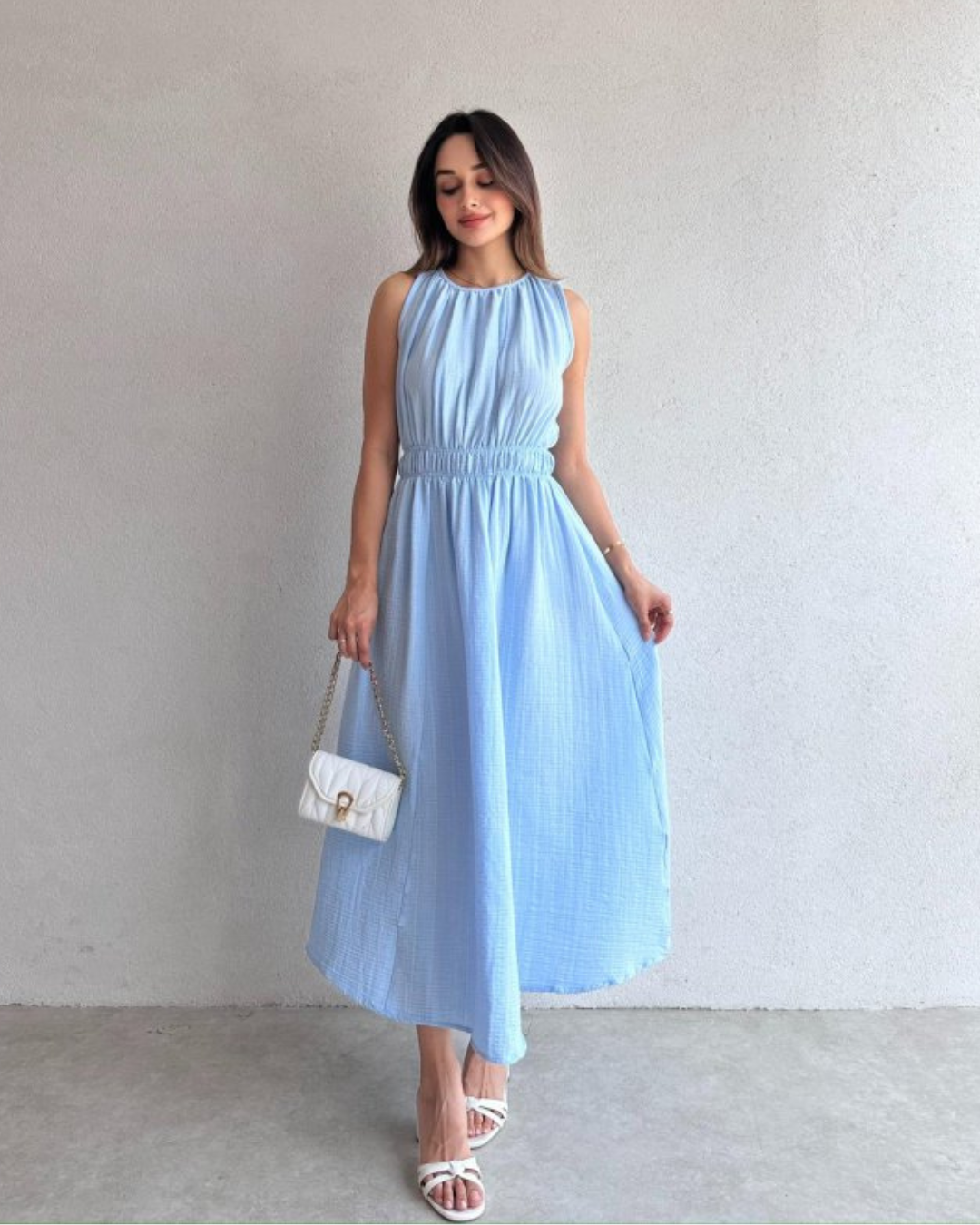 Ocean Crinkle Midi Dress