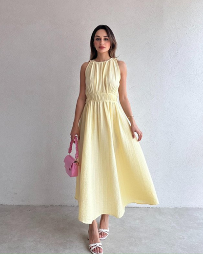 Sunlit Crinkle Midi Dress