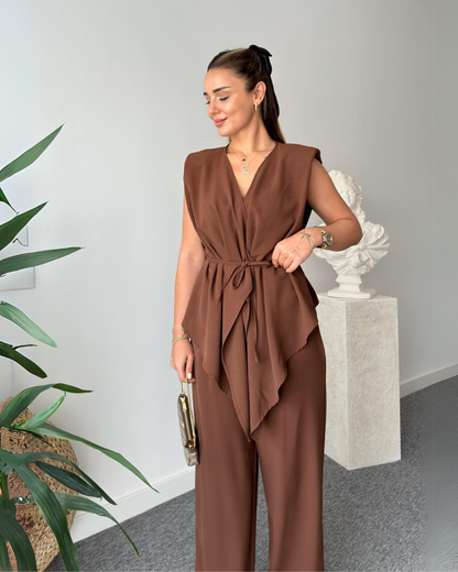 Burnt Clay Mocha Wrap Co-ord Set