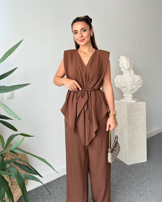 Burnt Clay Mocha Wrap Co-ord Set
