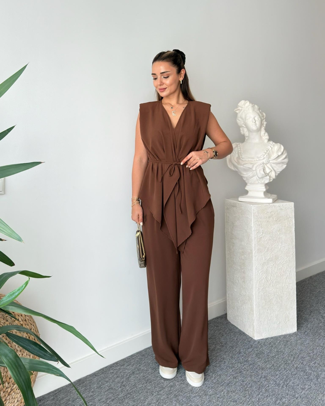 Burnt Clay Mocha Wrap Co-ord Set