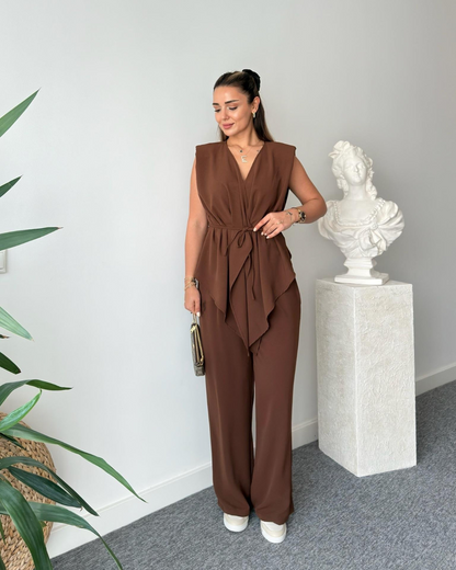 Burnt Clay Mocha Wrap Co-ord Set