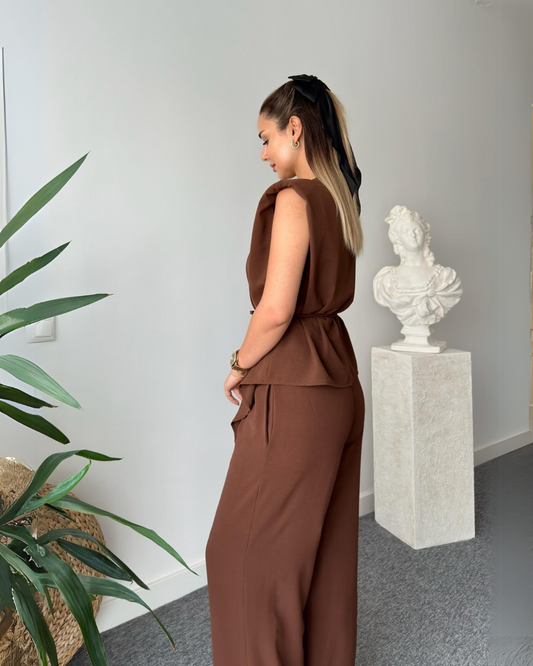 Burnt Clay Mocha Wrap Co-ord Set