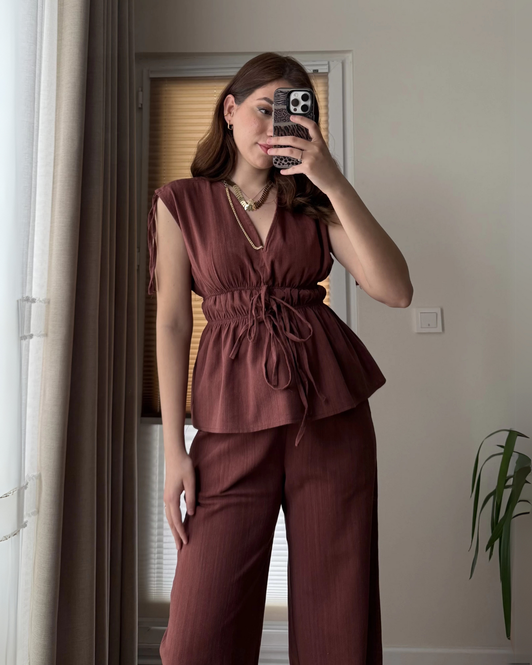 Velvet Wine Tied Grace Co-ord