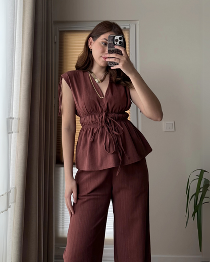 Velvet Wine Tied Grace Co-ord