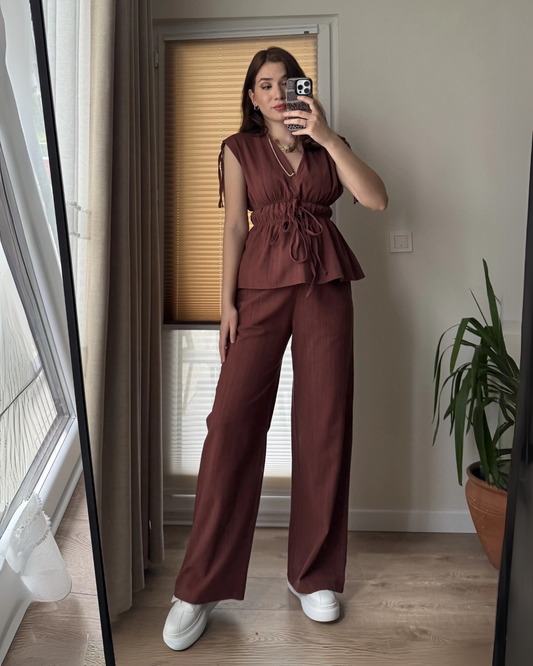 Velvet Wine Tied Grace Co-ord